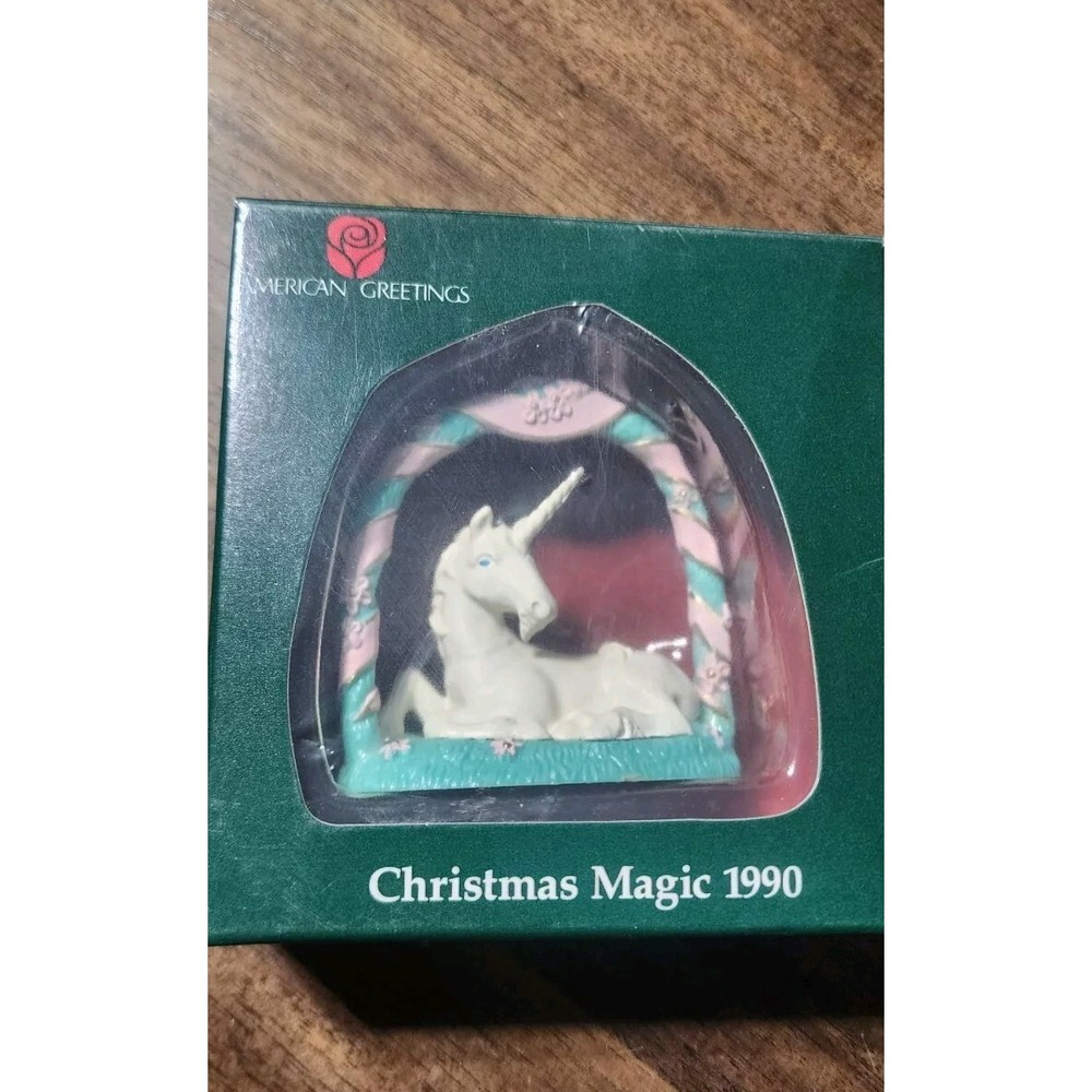 1990 RETIRED American greetings‎ Porcelain Unicorn Ornament New Old Stock, Rare